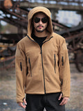 themeisles Autumn and Winter Side Seam Pockets Hooded Solid Color Men's Youth Zipper Jacket Outdoor Jackets for Men