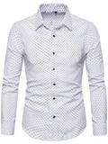 themeisles Men's Slim Floral Long Sleeve Shirt Fashion Business Casual Shirt