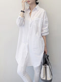 themeisles Office Long Sleeves Solid Color Lapel Blouses Shirt Dress