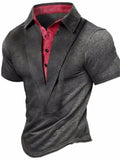 themeisles Men's Henley Shirt Plain V Neck Outdoor Daily Wear Short Sleeve Retro Clothing Apparel Designer Casual