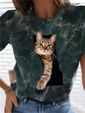 themeisles Short-sleeved T-shirt Cute Cat 3D Print Women's S M L XL 2XL 3XL 4XL 5XL