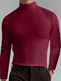 themeisles Men's Fall and Winter High Neck Long-sleeved T-shirt Men's Bottoming Shirt Men's Solid Color Tops