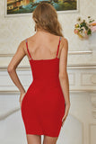 themeisles Spaghetti Strap Bodycon Dress with Rhinestone Decoration