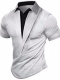 themeisles Men's Henley Shirt Plain V Neck Outdoor Daily Wear Short Sleeve Retro Clothing Apparel Designer Casual