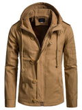 themeisles Men's Casual Solid Color Hooded Cardigan Jacket