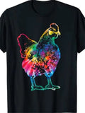 themeisles Men's T shirt Tee Funny T Shirts Animal Graphic Prints Chicken Round Neck A B C D F 3D Print Daily Holiday Short Sleeve Print Clothing Apparel Cute Designer Cartoon Casual