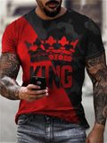 themeisles Crown Digital Printing Round Neck Casual Men's Short-sleeved Comfortable and Breathable Tops