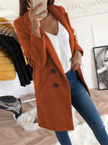 themeisles Casual Suit Collar Women's Solid Color Coat