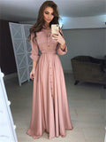 themeisles Long Sleeve Button Lace Solid Color Dress