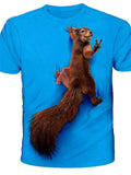 themeisles Men's T shirt Tee Tee Funny T Shirts Graphic Animal Squirrel Round Neck Sea Blue Green Blue Yellow Red 3D Print Daily Holiday Short Sleeve Print Clothing Apparel Basic Streetwear Exaggerated Designer