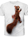 themeisles Men's T shirt Tee Tee Funny T Shirts Graphic Animal Squirrel Round Neck Sea Blue Green Blue Yellow Red 3D Print Daily Holiday Short Sleeve Print Clothing Apparel Basic Streetwear Exaggerated Designer