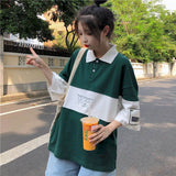 themeisles Summer men women's tshirts lapel  shirts Japanese short-sleeved t-shirts loose Korean students all-match half-sleeved tops