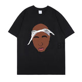 themeisles Aidase New 2pac Rap T Shirts print O-Neck Short Sleeve Regular Mens Top Quality Hip hop tShirt Tupac cotton black oversize t-shirt