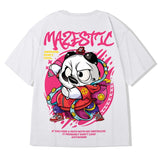 themeisles Aidase Hip Hop Men Harajuku Streetwear T-shirt Fashion Loose Men Student Print Short-sleeved Tee Letter Panda Round Neck Tshirt