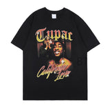 themeisles Aidase New 2pac Rap T Shirts print O-Neck Short Sleeve Regular Mens Top Quality Hip hop tShirt Tupac cotton black oversize t-shirt