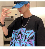 themeisles Aidase  Men T Shirt Graffiti Letter O-neck Male Cotton T-shirt Thin Summer Causal Tshirts Fashion Daily Half Sleeve Loose Tees M-5XL