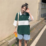 themeisles Summer men women's tshirts lapel  shirts Japanese short-sleeved t-shirts loose Korean students all-match half-sleeved tops