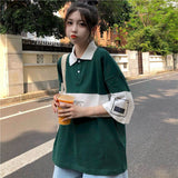 themeisles Summer men women's tshirts lapel  shirts Japanese short-sleeved t-shirts loose Korean students all-match half-sleeved tops