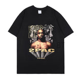 themeisles Aidase New 2pac Rap T Shirts print O-Neck Short Sleeve Regular Mens Top Quality Hip hop tShirt Tupac cotton black oversize t-shirt