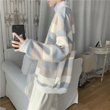 themeisles Long-sleeved striped T-shirt men's Korean loose hip hop top trend all-match handsome Hong Kong style O-neck casual sweatshirt