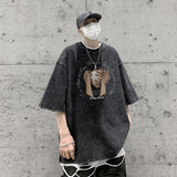 themeisles America Style Streetwear Graphic Men's Tshirt Short Sleeve Oversize Vintage T-shirt For Male Fashion Casual Basic Tops