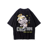 themeisles Aidase Hip Hop Tee Oversize T Shirt Streetwear Cartoon Letter Print T-Shirt Harajuku Cotton Summer Short Sleeve Tshirt Men