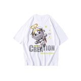 themeisles Aidase Hip Hop Tee Oversize T Shirt Streetwear Cartoon Letter Print T-Shirt Harajuku Cotton Summer Short Sleeve Tshirt Men