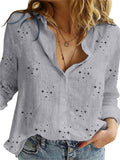 themeisles Spring and Autumn Women's New Shirt Printed Single-breasted Lapel Loose Regular Sleeves Long-sleeved Casual Wind Blouse