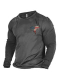 themeisles American Retro Street American Flag Print Long-sleeved Top Cotton Round Neck Men's Bottoming Clothes