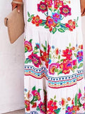 themeisles Off Shoulder Floral-Print Swing Cold Shoulder Dresses White Dresses