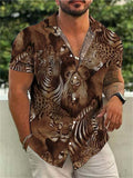 themeisles Hawaiian Zebra Print Shirt Casual Trendy Summer Menswear