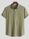 themeisles Men's Cotton Linen Shirt Casual Linen Solid Color Shirt for Men