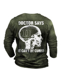 themeisles IT CAN'T BE CURED Letter Skull Print Long-sleeved Loose Cotton Men's Bottoming Shirt