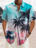 themeisles Men's Shirt Summer Hawaiian Shirt Graphic Prints Geometry Turndown Purple Brown Green White+White Dark Blue Outdoor Street Short Sleeves Button-Down Print Clothing Apparel Linen Sports Fashion