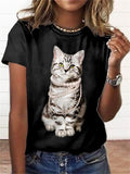 themeisles Summer Casual Short-sleeved 3D Animal Print Round Neck T-shirt