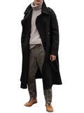 themeisles Casual Loose Men's Solid Color Single-breasted Lapel Extended Section Trench Coat Men's Coat Over The Knee Windbreaker