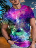 themeisles Bright Star Digital Printing Round Neck Casual Men's Sports Short-sleeved 3D T-shirt