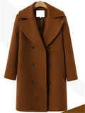 themeisles Autumn and Winter Large Size Women's Tweed Coat Female Double-breasted in Long Section Trench Coat Tweed Jacket