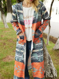 themeisles Long Sleeve Printed Cardigan Coat