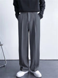 themeisles Men's Dress Pants Culottes Wide Leg Pleated Pants Pocket Straight Leg Plain Comfort Breathable Casual Daily Holiday Stylish Classic Style Black White