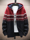 themeisles Autumn and Winter New Men's Casual Jacket Hooded Cardigan Knitted Thickened and Padded Sweater Men's Clothing