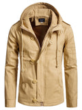 themeisles Men's Casual Solid Color Hooded Cardigan Jacket