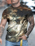 themeisles Bright Star Digital Printing Round Neck Casual Men's Sports Short-sleeved 3D T-shirt