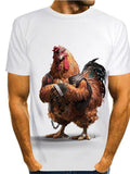 themeisles Men's T shirt Tee Funny T Shirts Animal Graphic Prints Chicken Round Neck A B C D F 3D Print Daily Holiday Short Sleeve Print Clothing Apparel Cute Designer Cartoon Casual