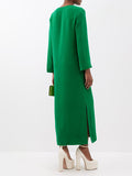 themeisles Long Sleeves Wrap Solid Color Split-Side V-Neck Maxi Dresses