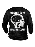 themeisles IT CAN'T BE CURED Letter Skull Print Long-sleeved Loose Cotton Men's Bottoming Shirt