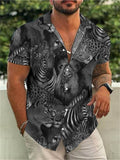 themeisles Hawaiian Zebra Print Shirt Casual Trendy Summer Menswear