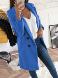 themeisles Casual Suit Collar Women's Solid Color Coat