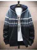 themeisles Autumn and Winter New Men's Casual Jacket Hooded Cardigan Knitted Thickened and Padded Sweater Men's Clothing