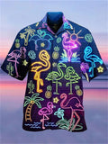 themeisles Men's Shirt Summer Hawaiian Shirt Camp Shirt Graphic Shirt Aloha Shirt Fluorescent Turndown Light Purple Green Purple Yellow Red 3D Print Street Casual Short Sleeve 3D Button-Down Clothing Apparel